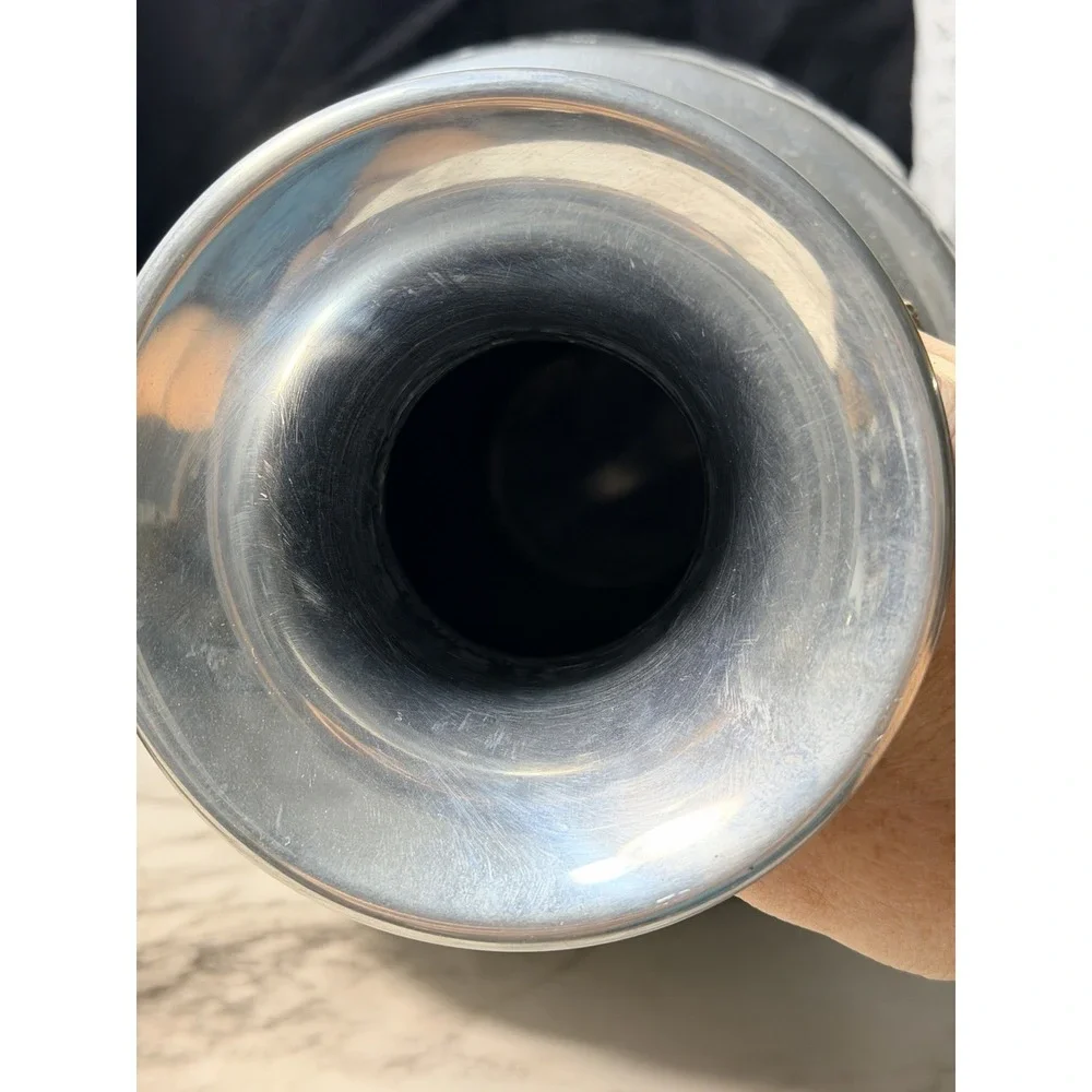 VTG Handcrafted Silver Metal Vase Indian Hammered 14